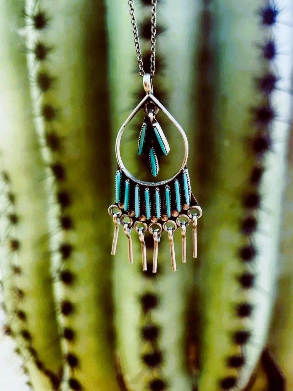 1940's, Timeless Elegance, Chandelier Dangle, Zuni Pueblo, Petit Point, Necklace
